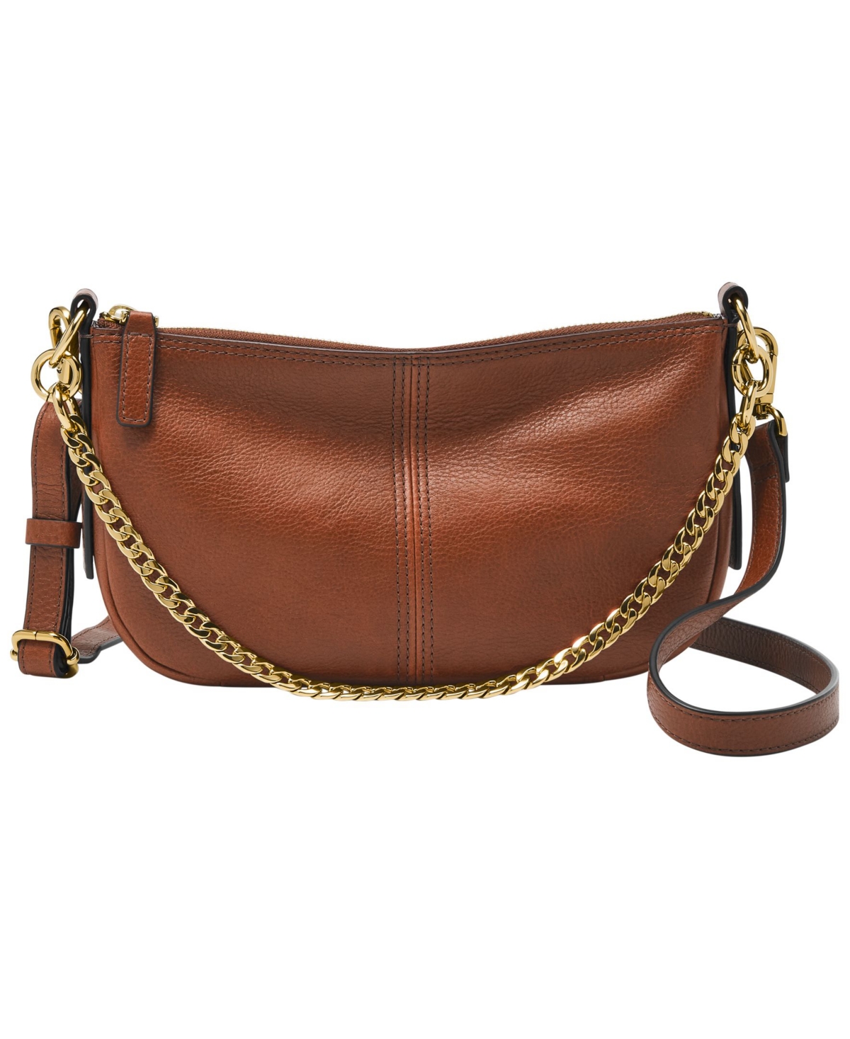 Fossil Jolie Convertible Leather Baguette Bag In Brown