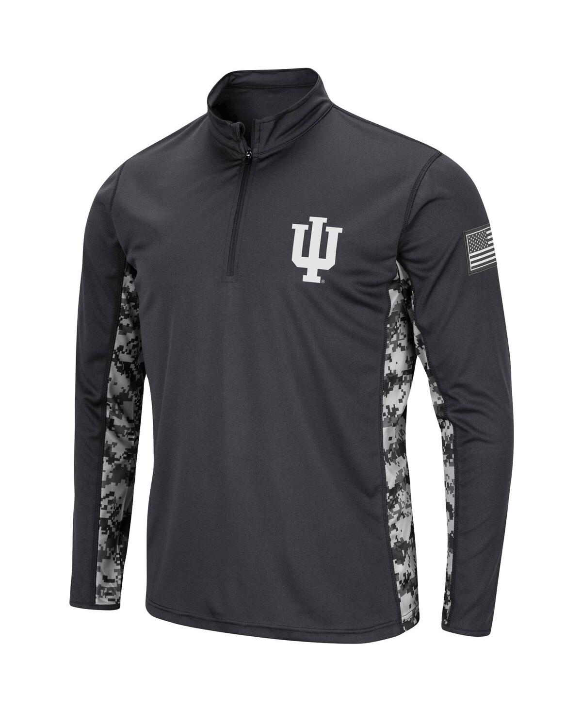 Men's ColosseumIndiana Hoosiers Oht Military-Inspired Appreciation Digi Camo Quarter-Zip Jacket - Charcoal