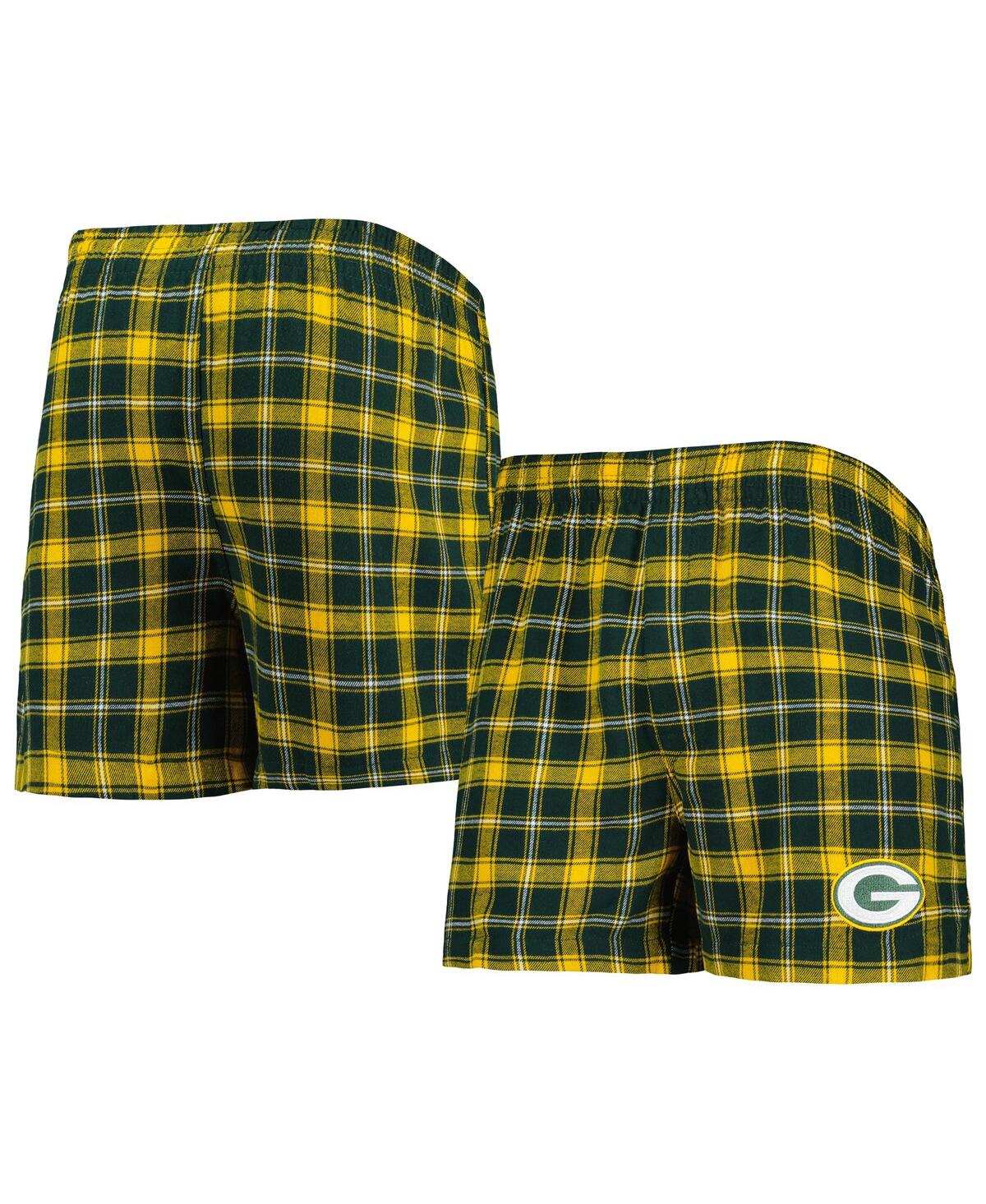Concepts Sport Men's  Green And Gold Green Bay Packers Ledger Flannel Boxers In Green,gold
