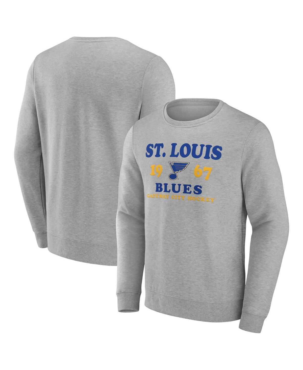 Shop Fanatics Men's  Heather Charcoal St. Louis Blues Fierce Competitor Pullover Sweatshirt
