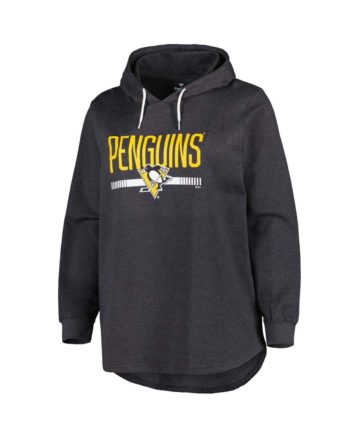 Shop Profile Women's Heather Charcoal Pittsburgh Penguins Plus Size Fleece Pullover Hoodie