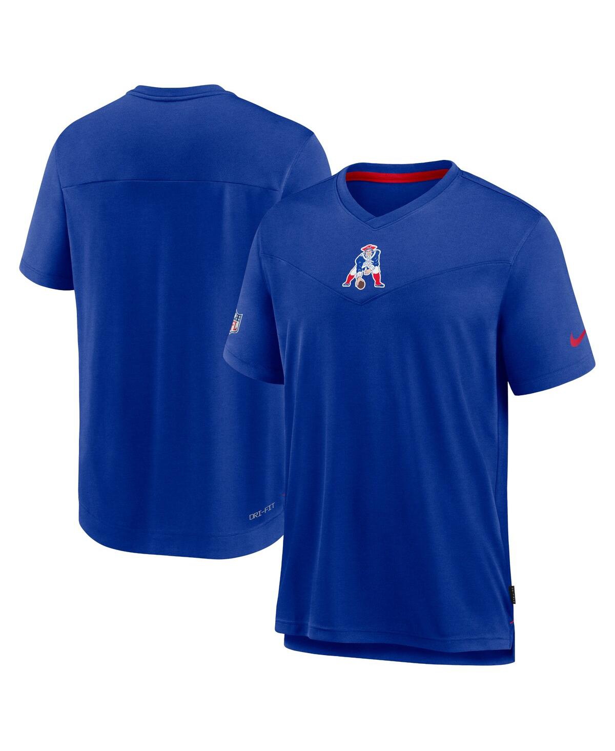 Men's NikeNew England Patriots Sideline Coaches Vintage-Inspired Chevron Performance V-Neck T-shirt - Royal