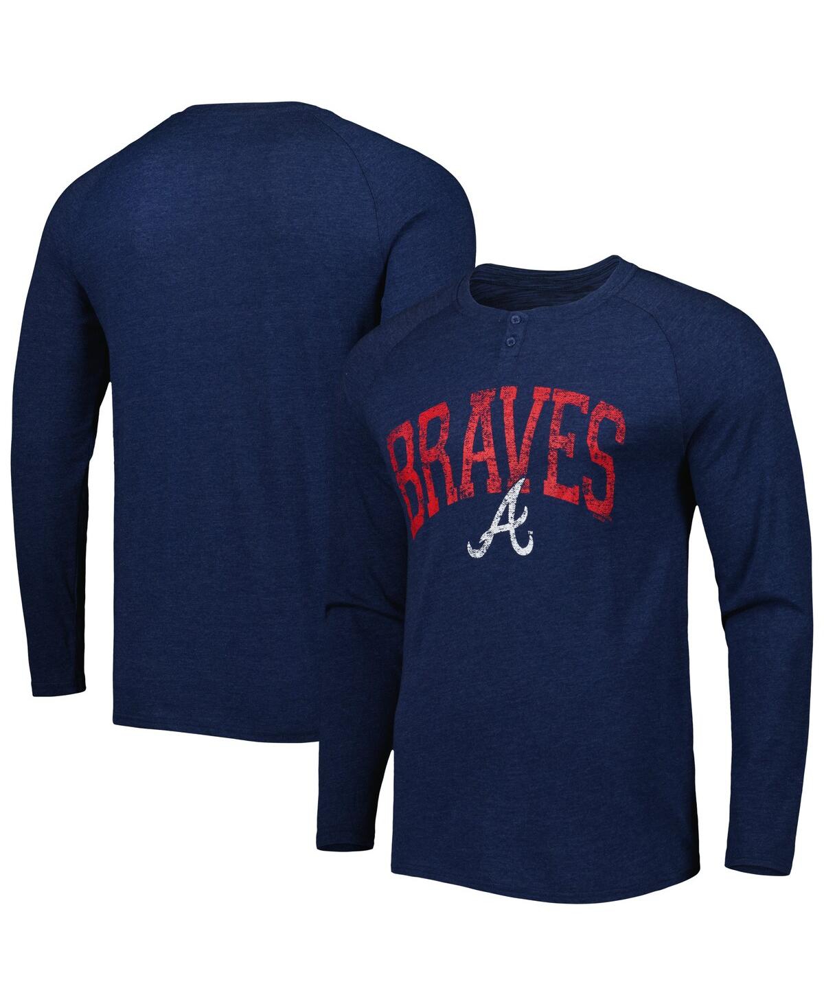 Concepts Sport Men's  Navy Atlanta Braves Inertia Raglan Long Sleeve Henley T-shirt