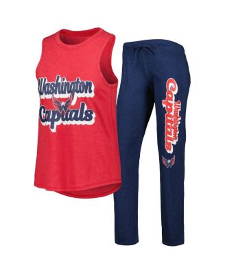 Women's Heather Red, Heather Navy Washington Capitals Meter Muscle Tank Top and Pants Sleep Set