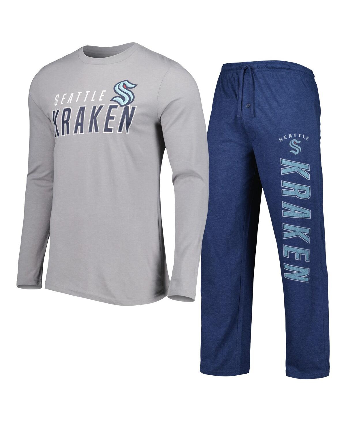 Men's Concepts Sport Gray Seattle Kraken Meter Long Sleeve T-shirt and Pants Sleep Set - Gray