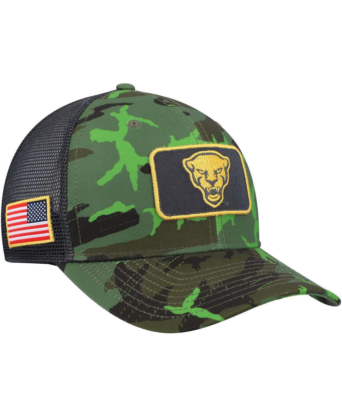 Shop Nike Men's  Camo, Black Pitt Panthers Classic99 Veterans Day Trucker Snapback Hat In Camo,black