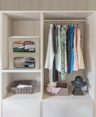 2 Pack Small Foldable Storage Box - Metal Frame, Oxford Fabric, Large Window & Handles - Organization for Bedroom, Linens & Clothes (Beige)