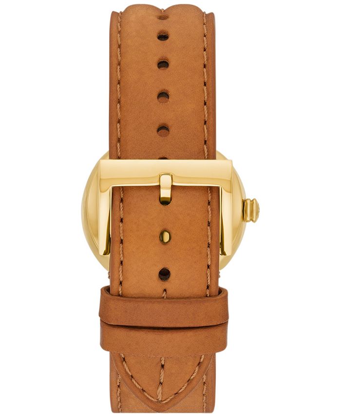 Tory Burch Women's Kira Luggage Leather Strap Watch 30mm Macy's
