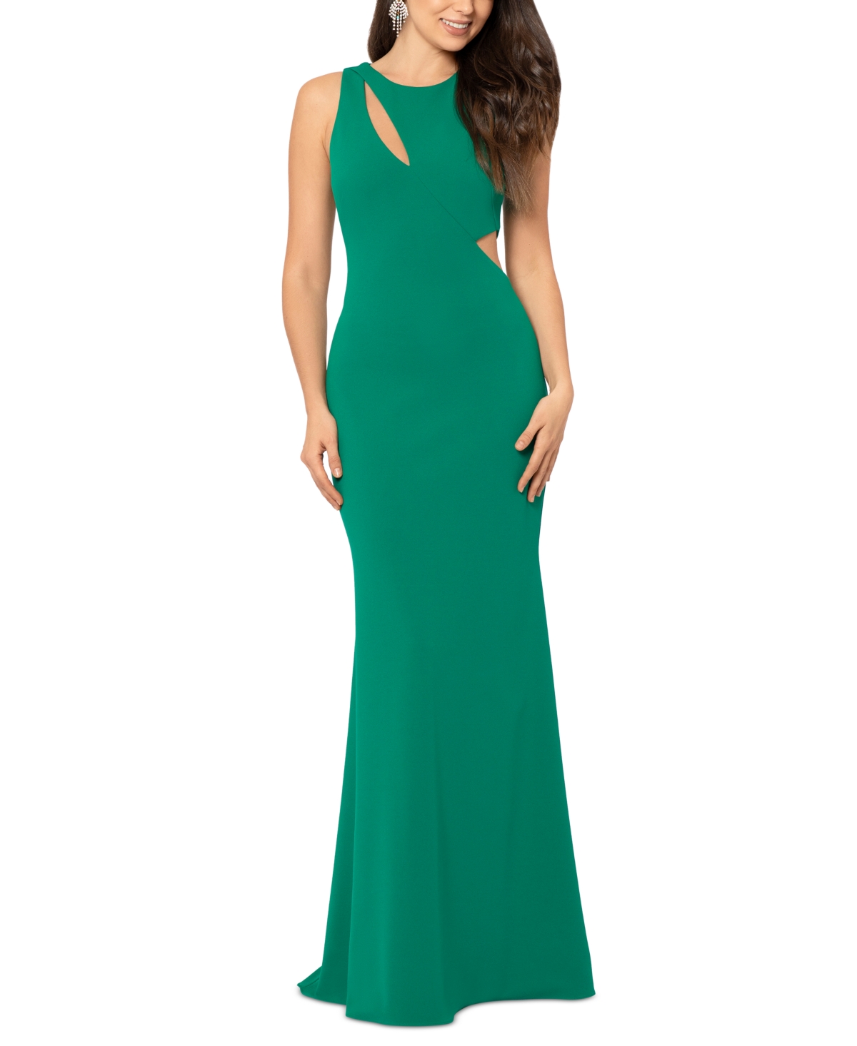 Betsy & Adam Sleeveless Cutout Crepe Gown In Green | ModeSens