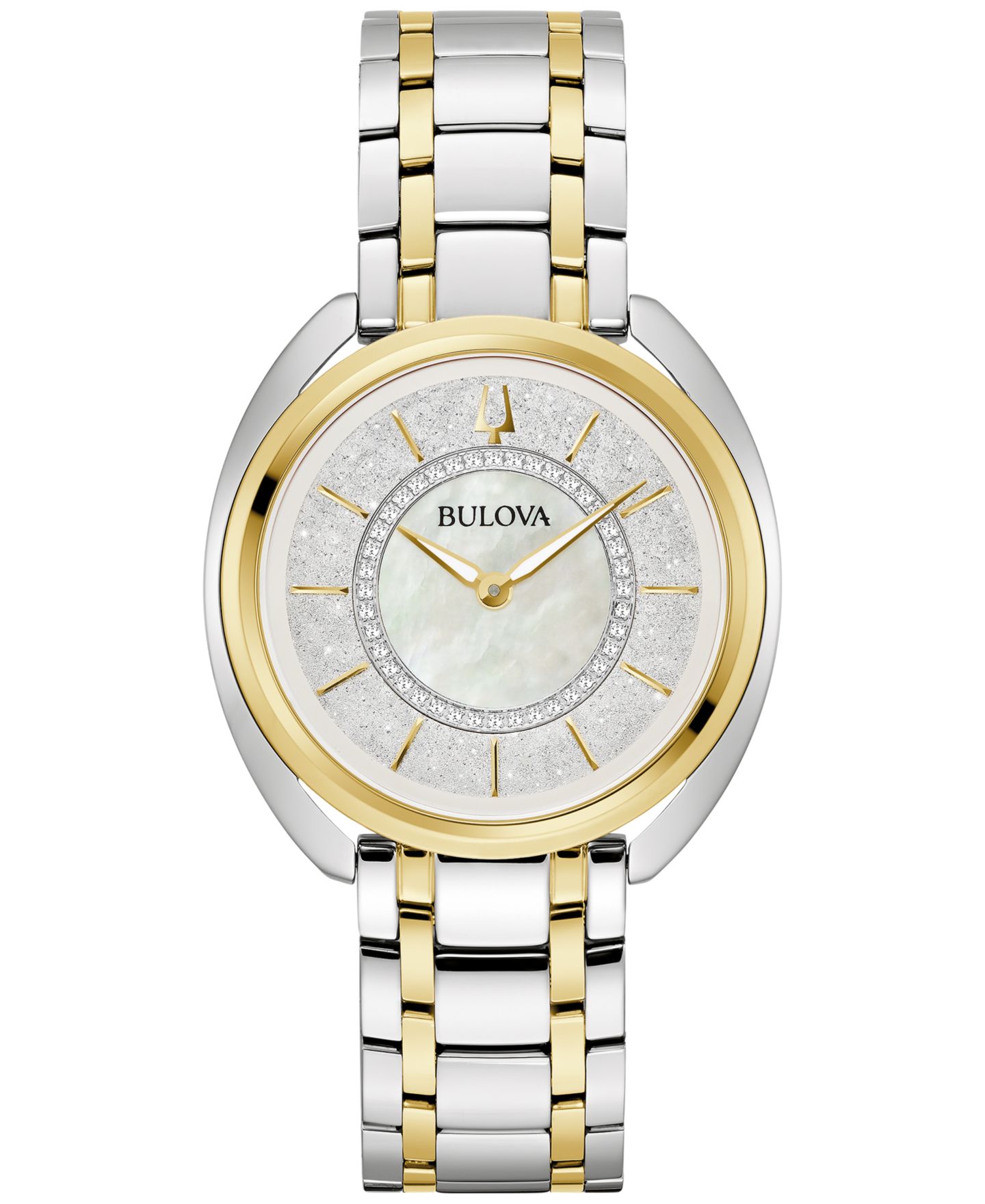 Женские часы Bulova Duality Diamond (1/10 ct. t.w.) Two-Tone Stainless Steel Bracelet Watch Box Set 34mm — фото 1