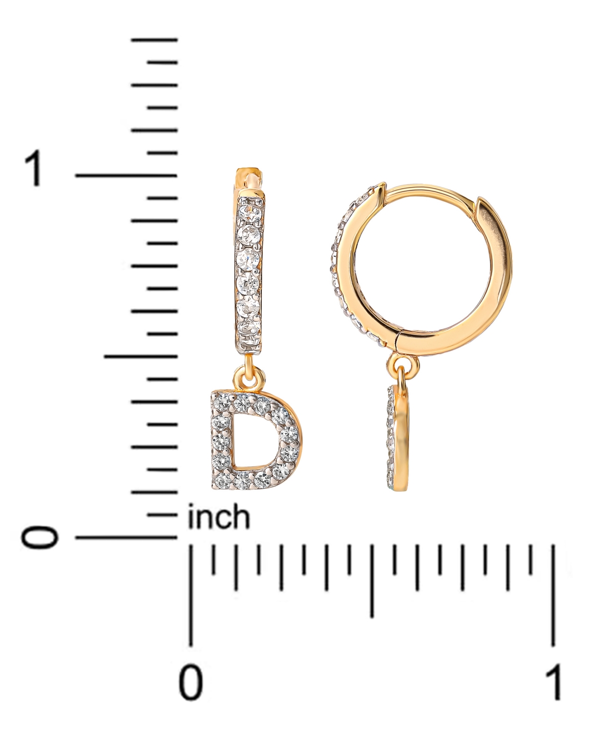Giani Bernini Cubic Zirconia Initial Dangle Hoop Earrings in 18k Gold-Plated Sterling Silver, Created for Macy's - D