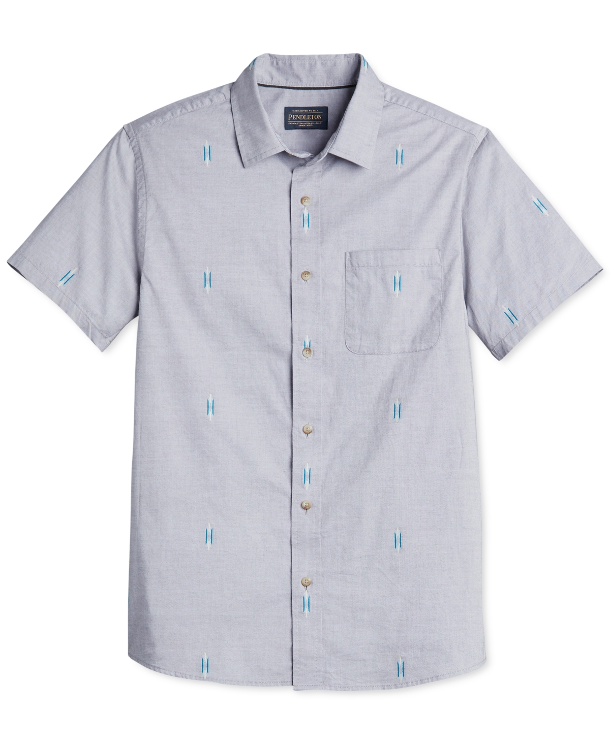 Pendleton Men's Carson Geo Jacquard Button-down Chambray Shirt In Ocean Grey