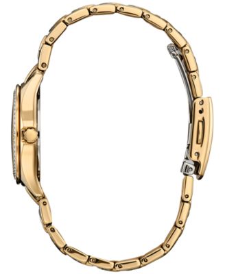 Eco-Drive Women's Crystal Gold-Tone Stainless Steel Bracelet Watch 30mm