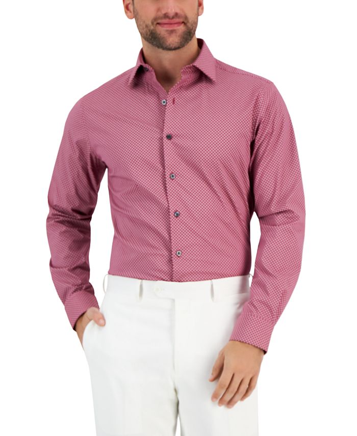 Alfani Men s Slim Fit Stain Resistant Puzzle Print Dress Shirt
