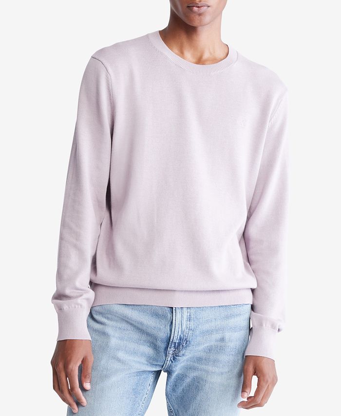 Calvin Klein Men's Solid Supima® Cotton Crewneck Sweater & Reviews -  Sweaters - Men - Macy's