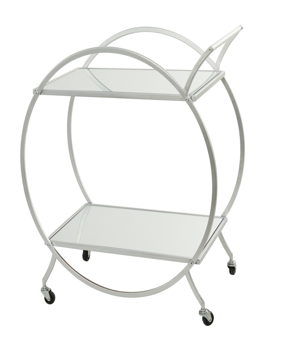 Rosemary Lane 14" X 28" X 30" Iron Rolling With Wheels And Handle 2 Mirrored Shelves Bar Cart In Silver