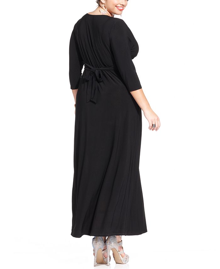 Love Squared Plus Size Three-Quarter-Sleeve Knotted Maxi Dress - Macy's