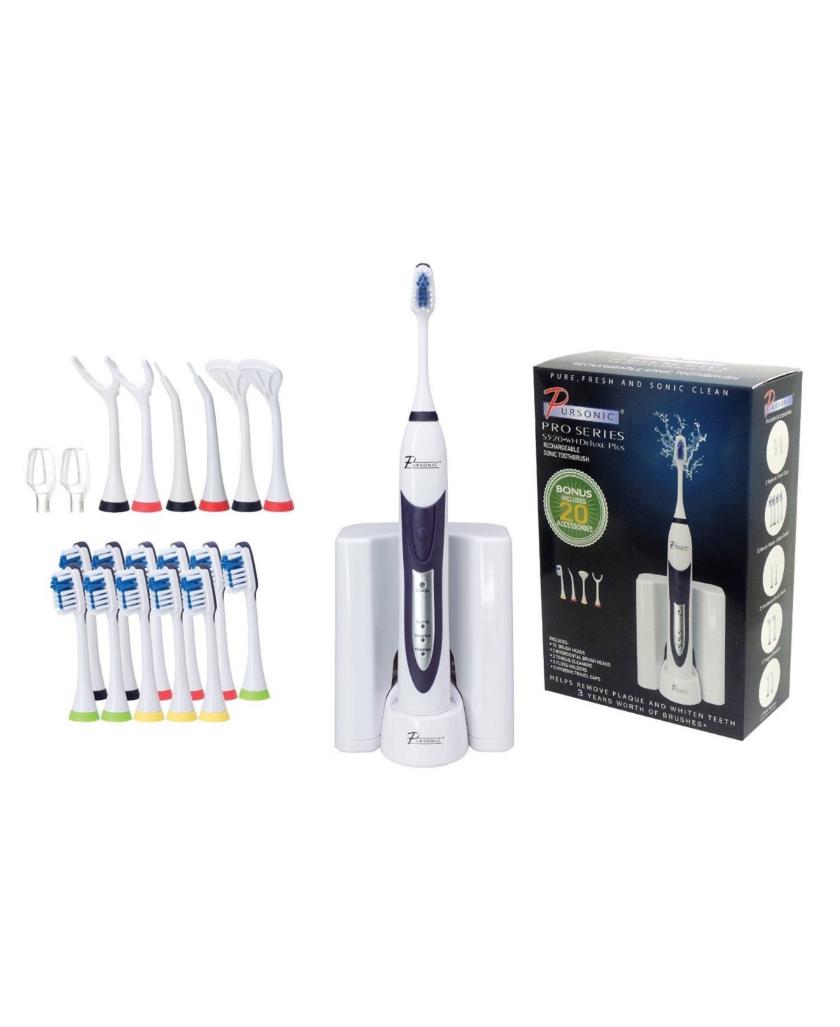 Pursonic Ultra High Powered Sonic Electric Toothbrush In White