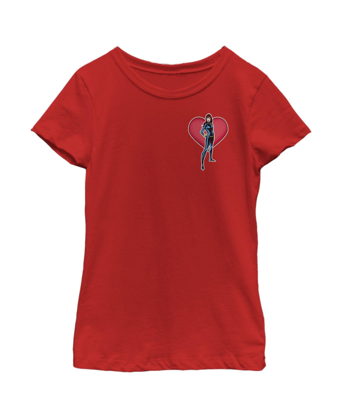 Marvel Kids' Girl's  Black Widow Heart Pocket Child T-shirt In Red