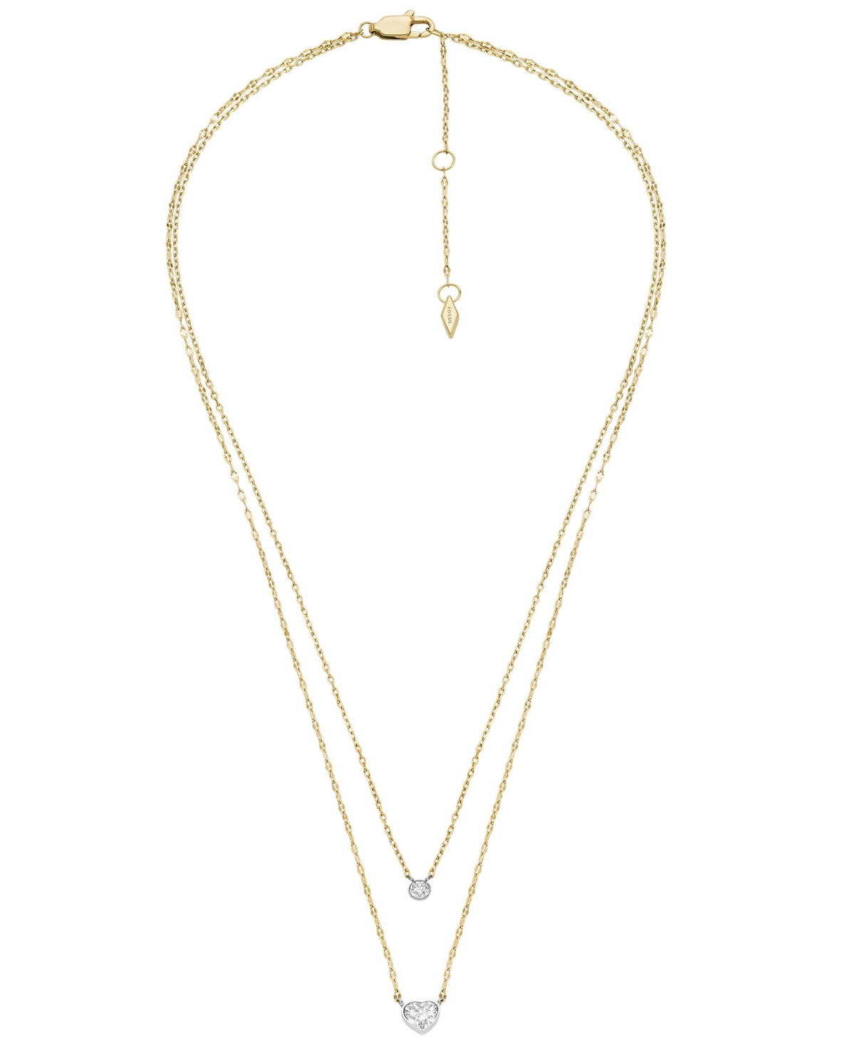 Fossil Sadie Tokens Of Affection Cubic Zirconia Two-tone Chain Necklace