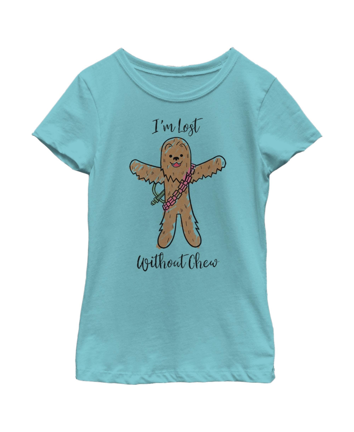 Disney Lucasfilm Girl's Star Wars Valentine's Day Lost Without Chew Child T-shirt In Tahiti Blue