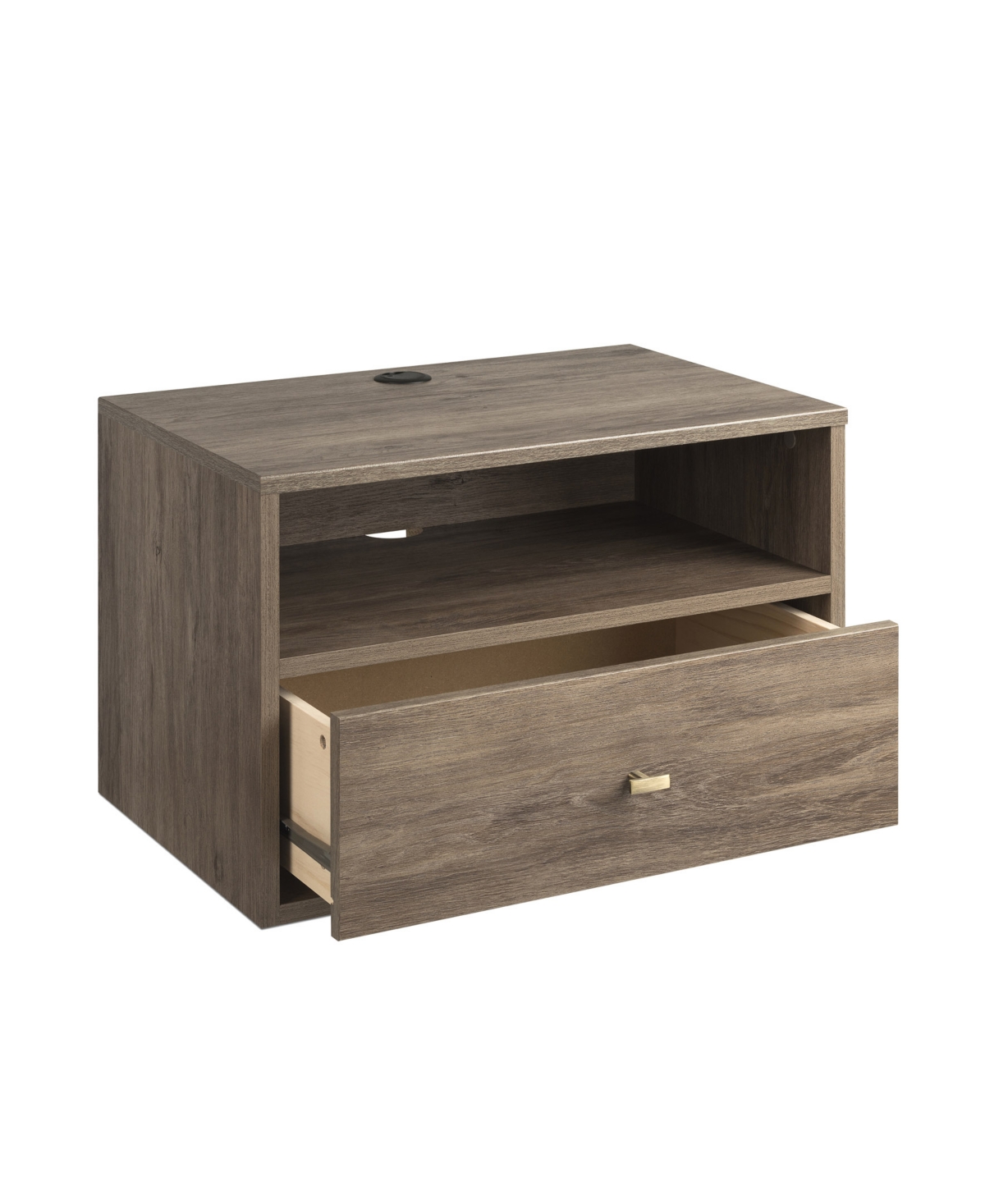 Prepac Floating Nightstand With Open Shelf In Drifted Gray