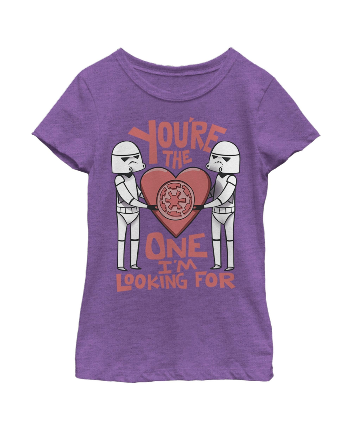 Disney Lucasfilm Kids' Girl's Star Wars Valentine Looking For Stormtrooper Child T-shirt In Purple Berry