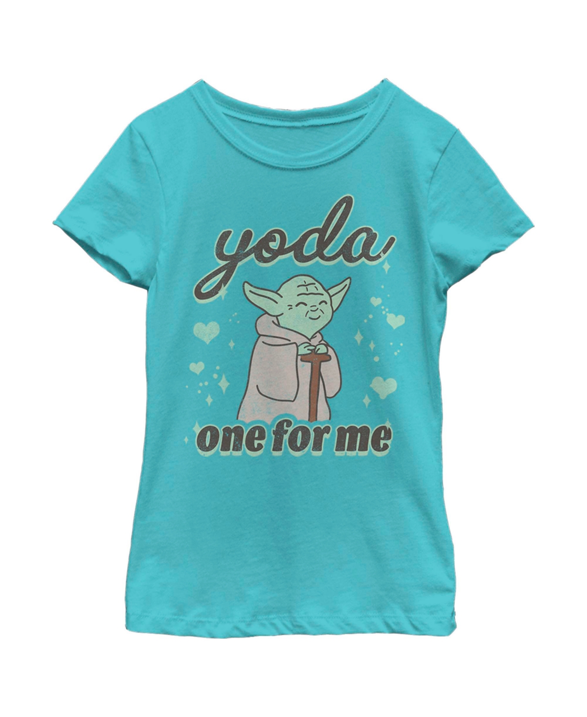 Disney Lucasfilm Girl's Star Wars Valentine's Day Yoda One For Me Distressed Child T-shirt In Tahiti Blue