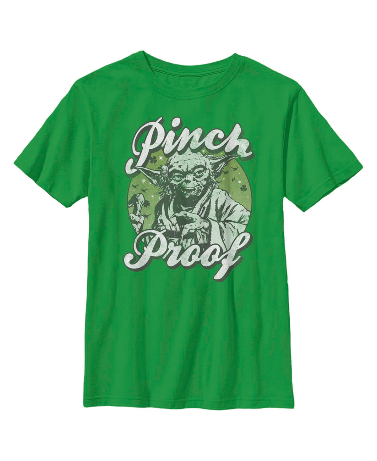 Disney Lucasfilm Kids' Boy's Star Wars Yoda St. Patrick's Day Pinch Proof Child T-shirt In Kelly Green