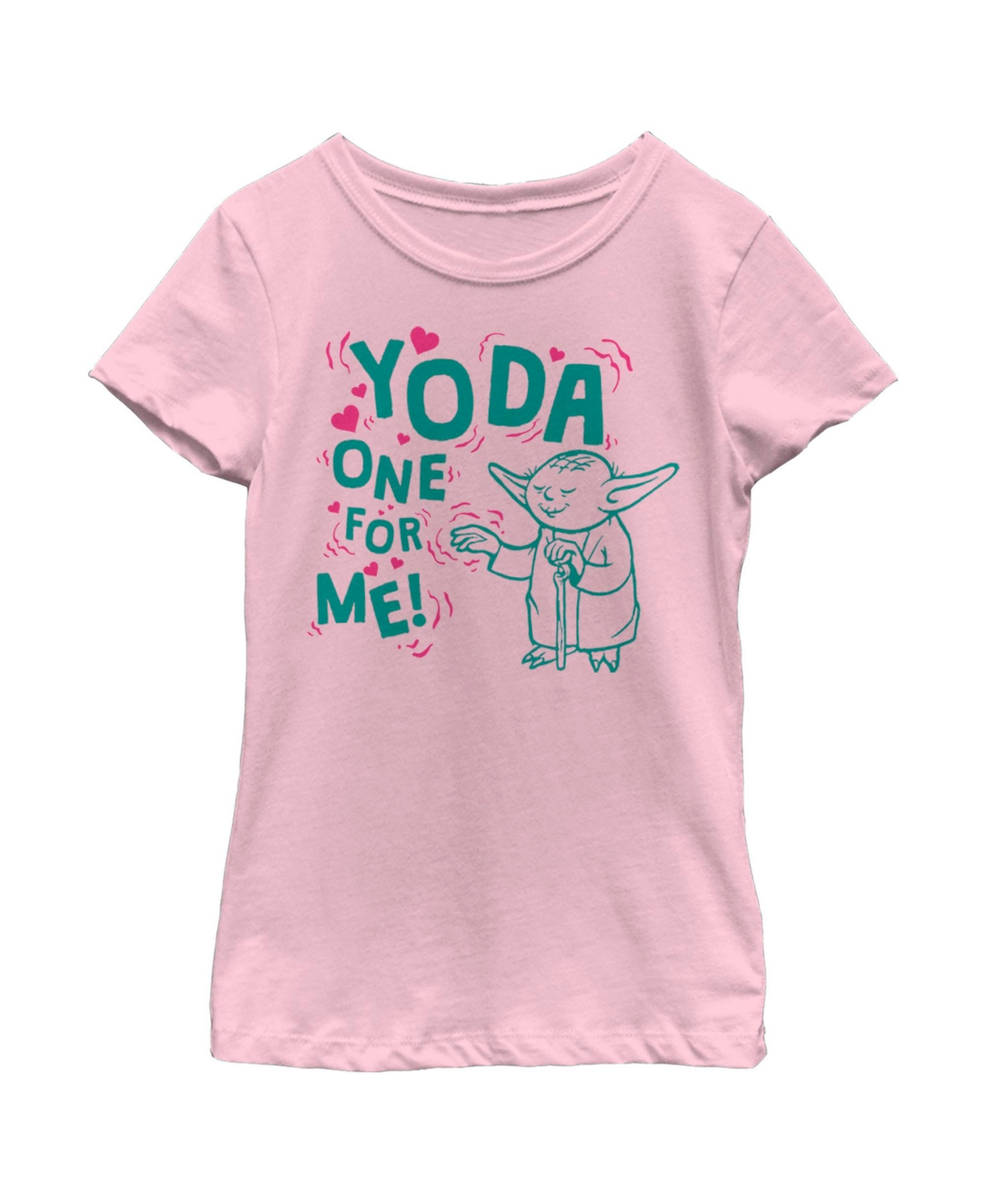 Disney Lucasfilm Girl's Star Wars Valentine's Day Yoda One For Me! Force Child T-shirt In Light Pink