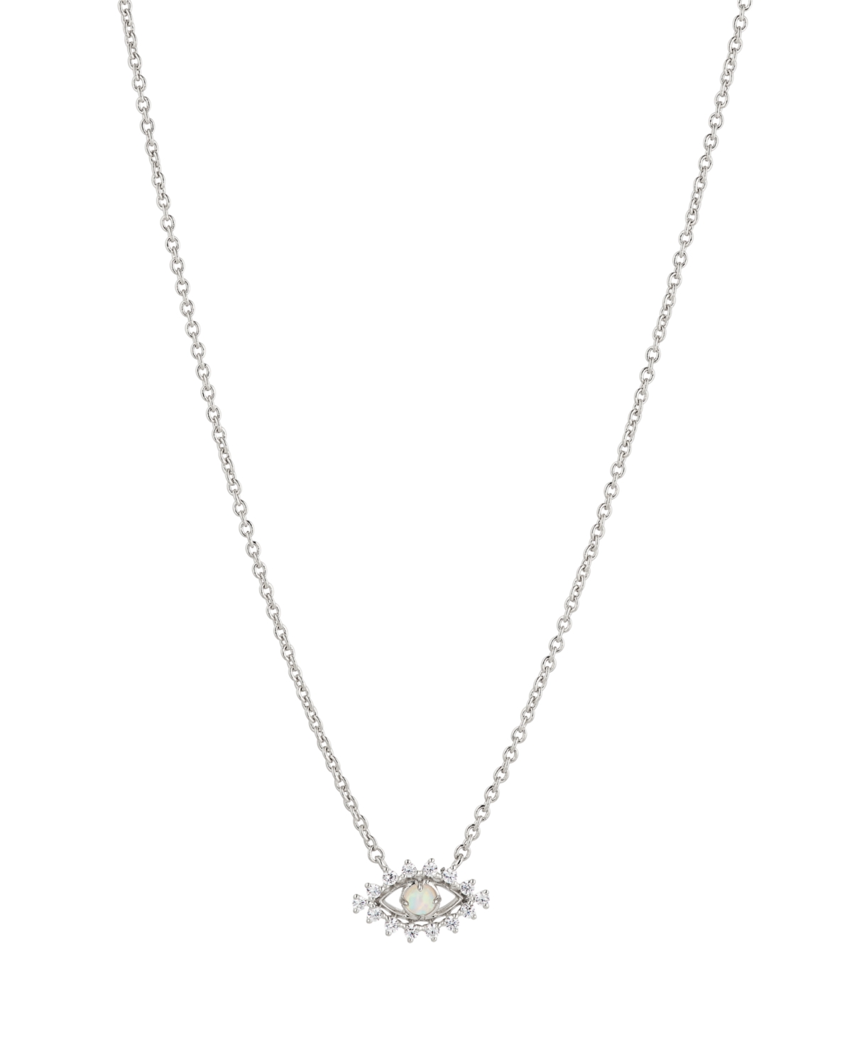 Ava Nadri White Opal Evil Eye Necklace In Silver
