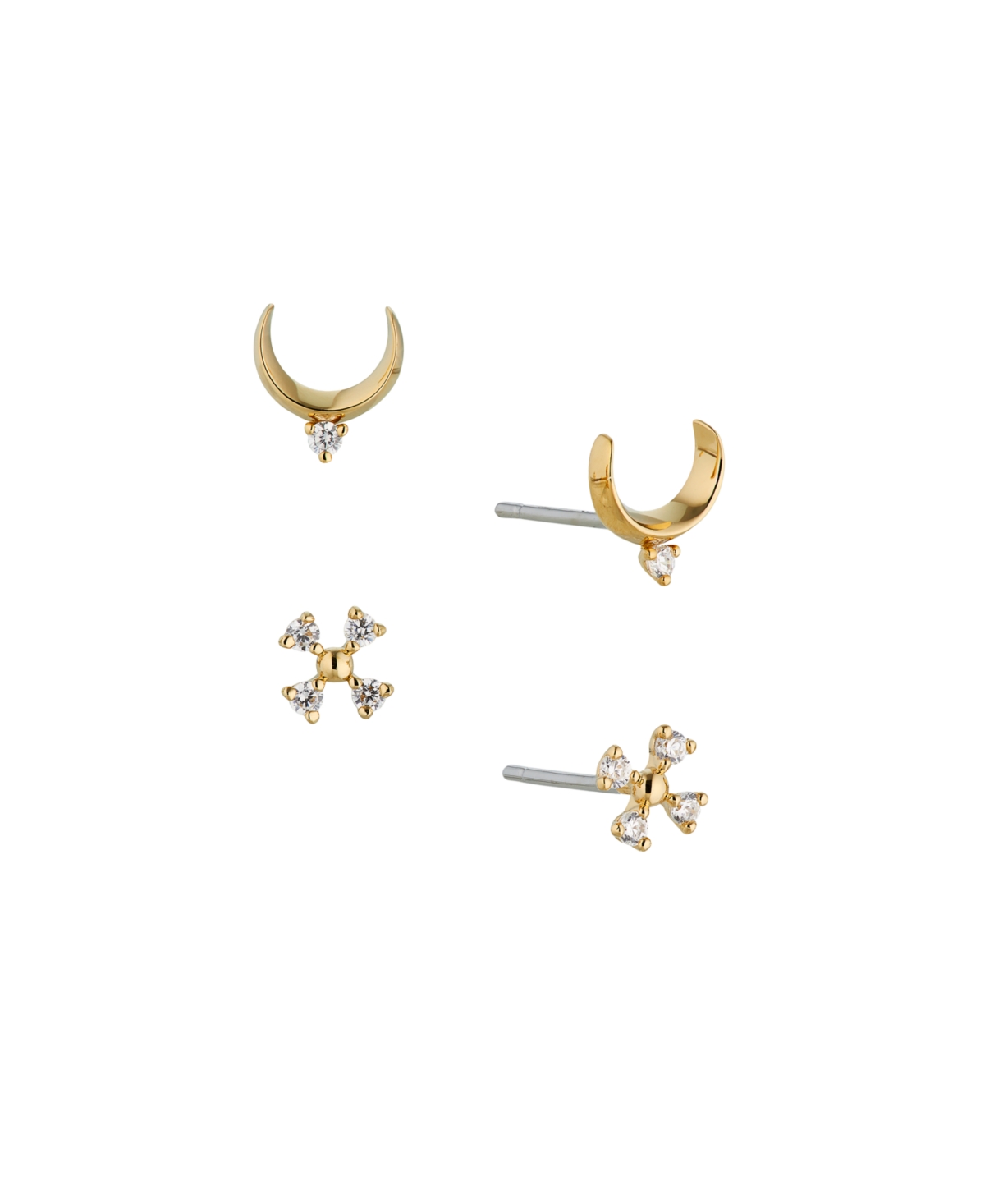 Ava Nadri Set Of Two Pair Stud Earrings In Gold