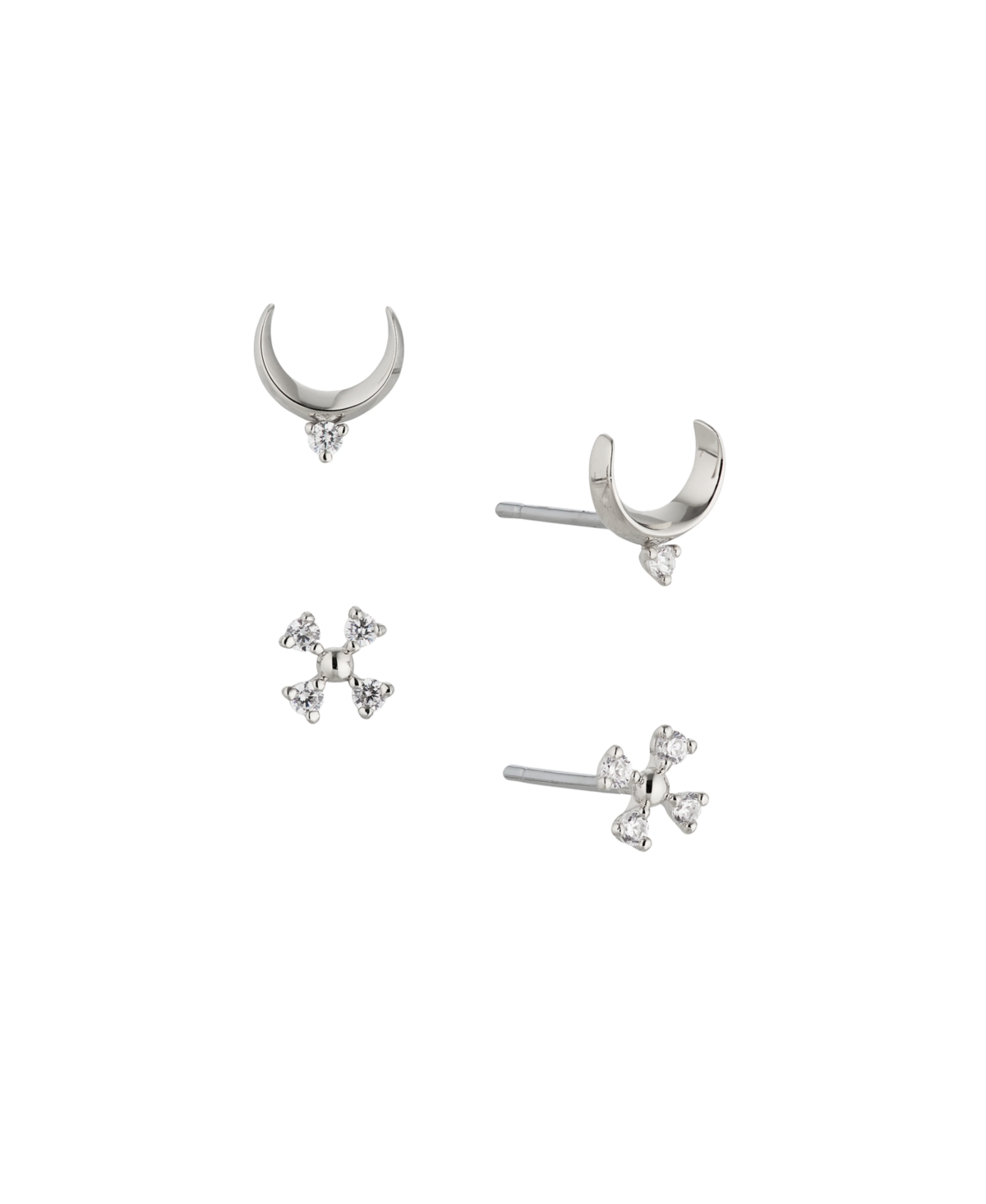 Ava Nadri Set Of Two Pair Stud Earrings In Silver