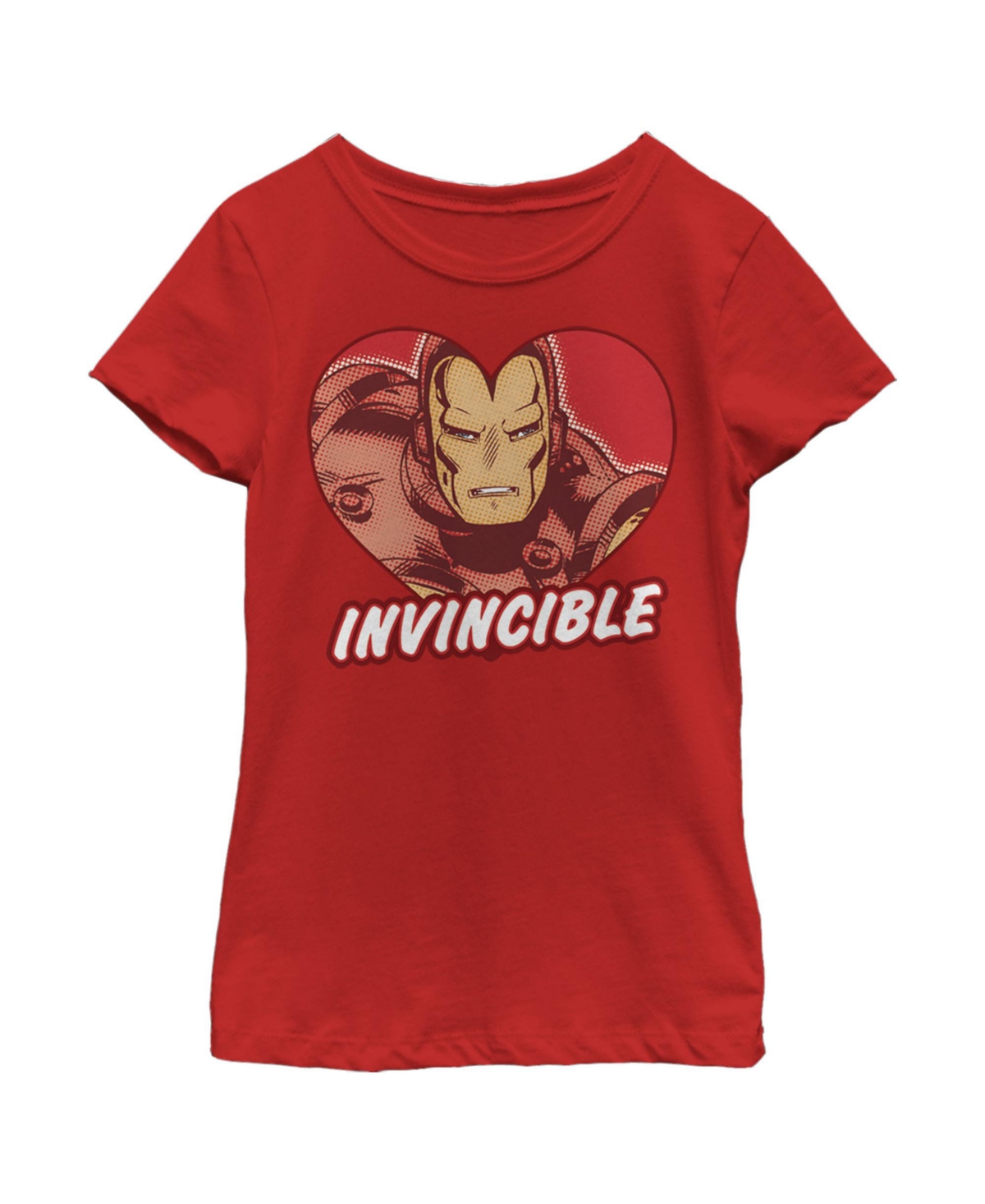 Marvel Girl's  Iron Man Invincible Valentine Heart Child T-shirt In Red