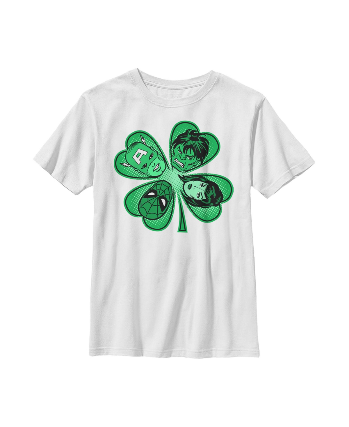 Marvel Boy's  St. Patrick's Day Hero Four-leaf Clover Child T-shirt In White