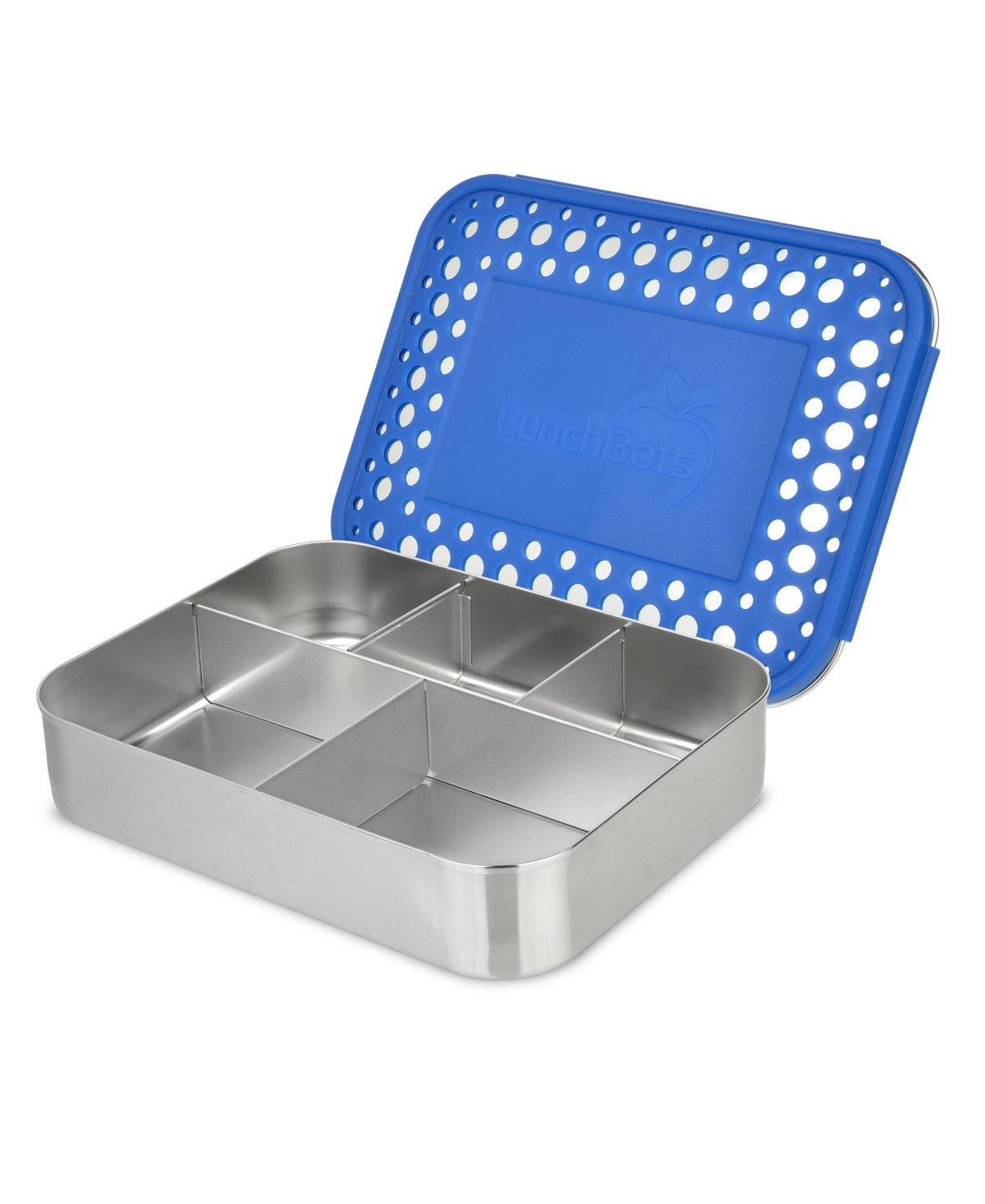 Lunchbots Large Stainless Steel Bento Lunch Box 5 Sections In Blue Dots