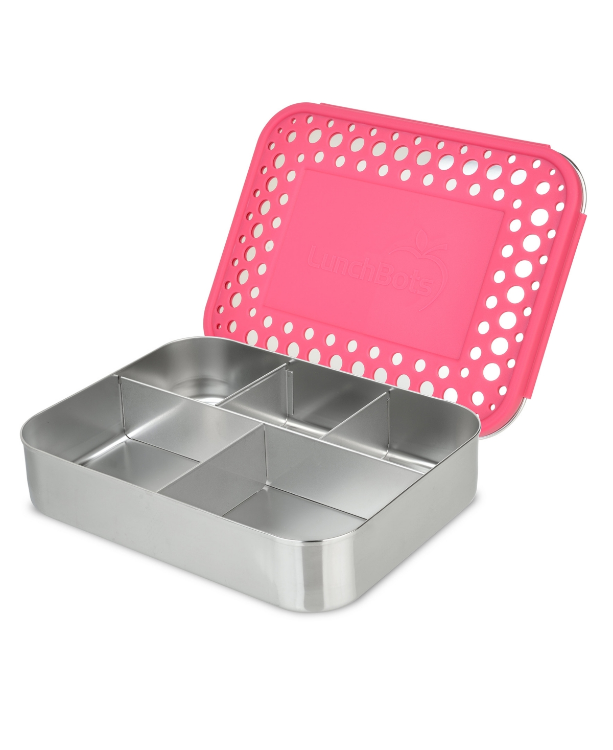 Lunchbots Large Stainless Steel Bento Lunch Box 5 Sections In Pink Dots