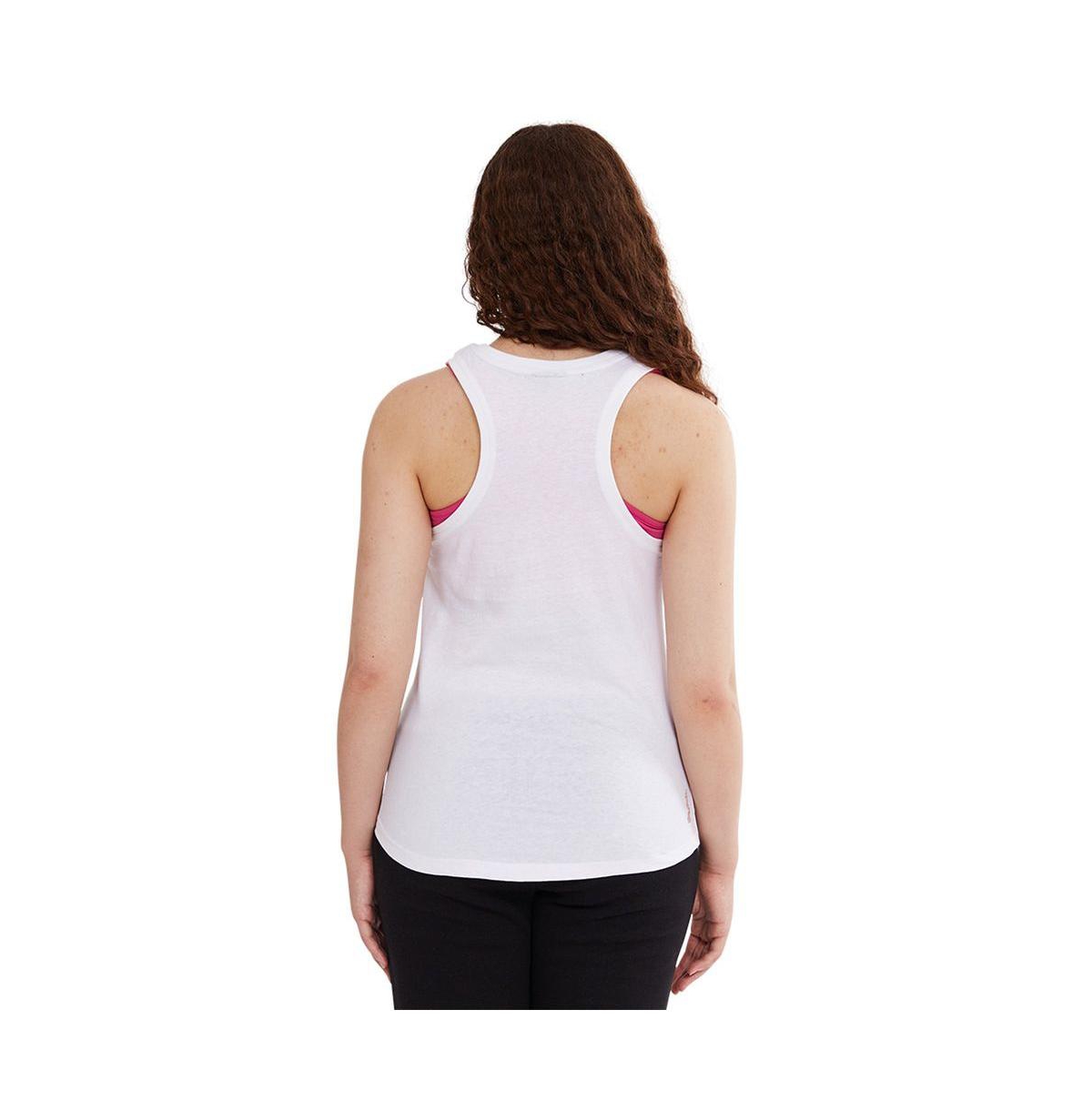 Bench Jaxx womens racerback tank topwith pink logo - White