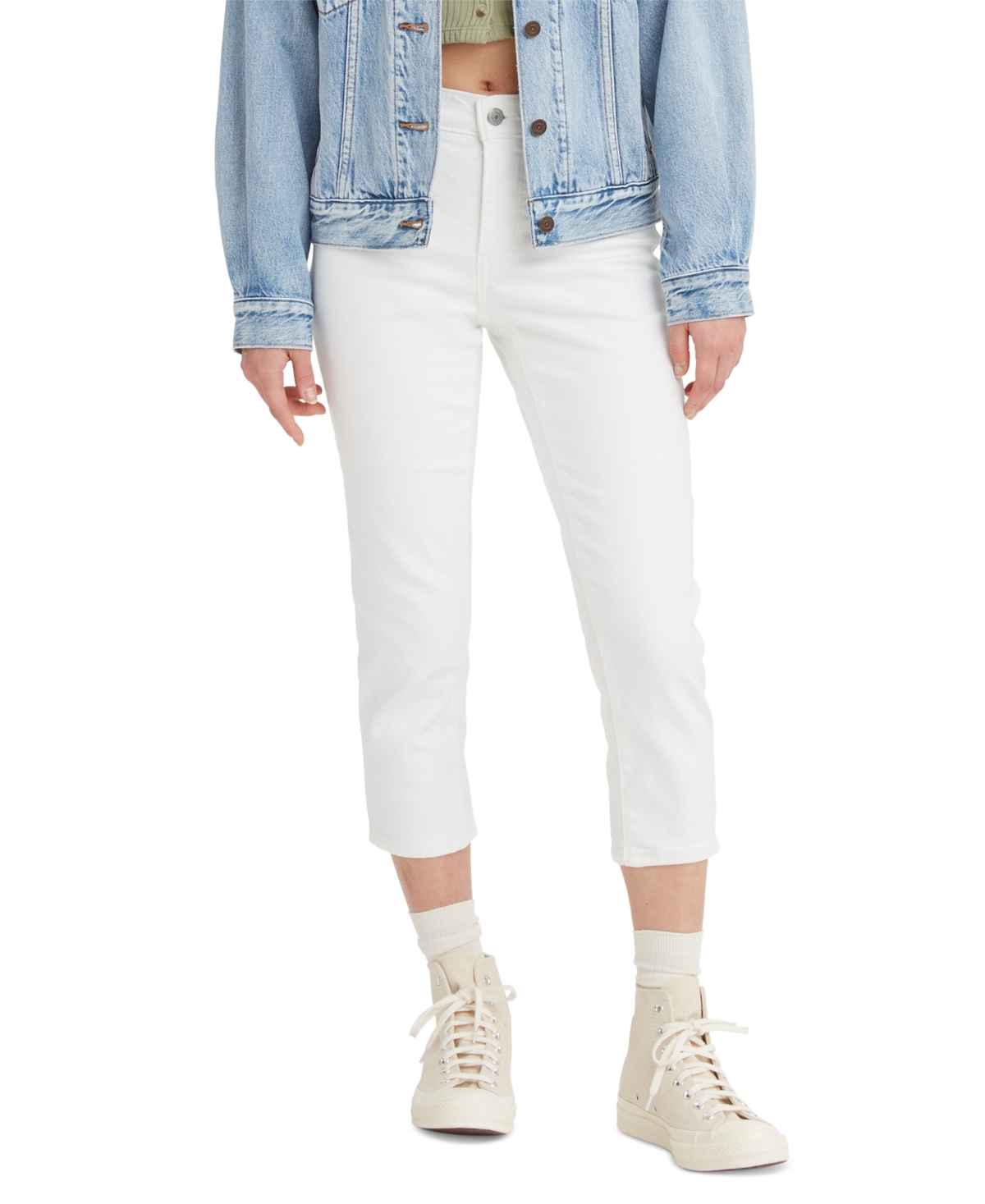 Shop Levi's 311 Shaping Skinny Mid Rise Capri Pants In Soft Clean White