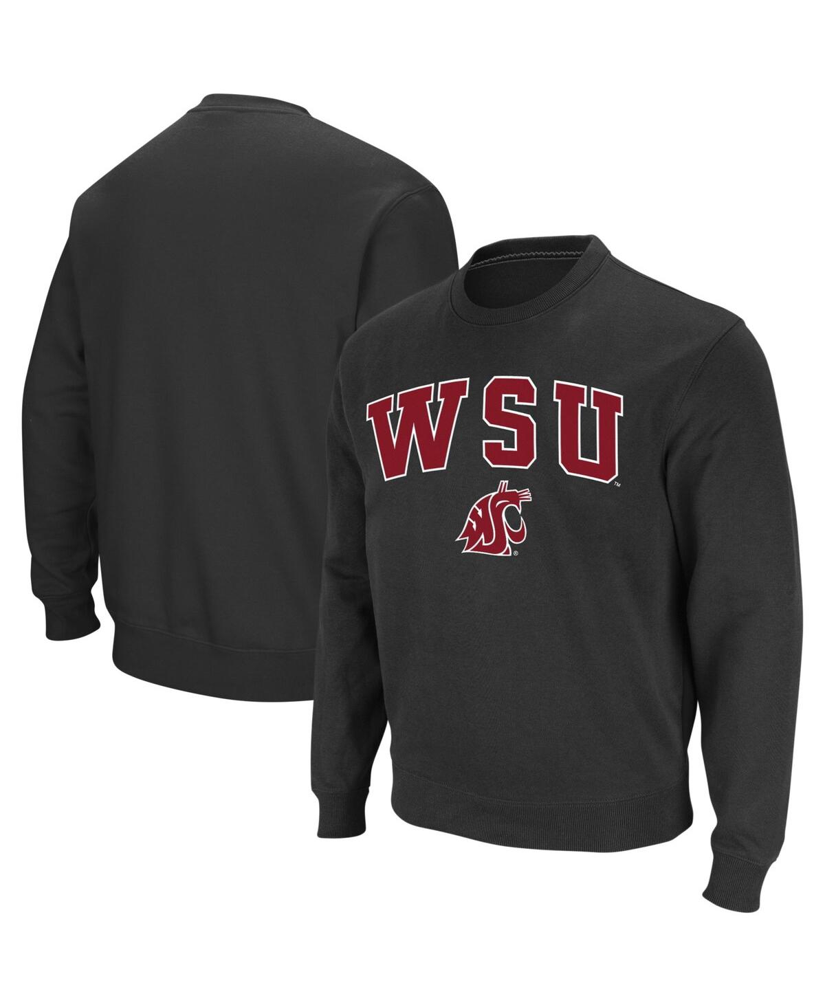 Colosseum Men's  Charcoal Washington State Cougars Arch And Logo Crew Neck Sweatshirt