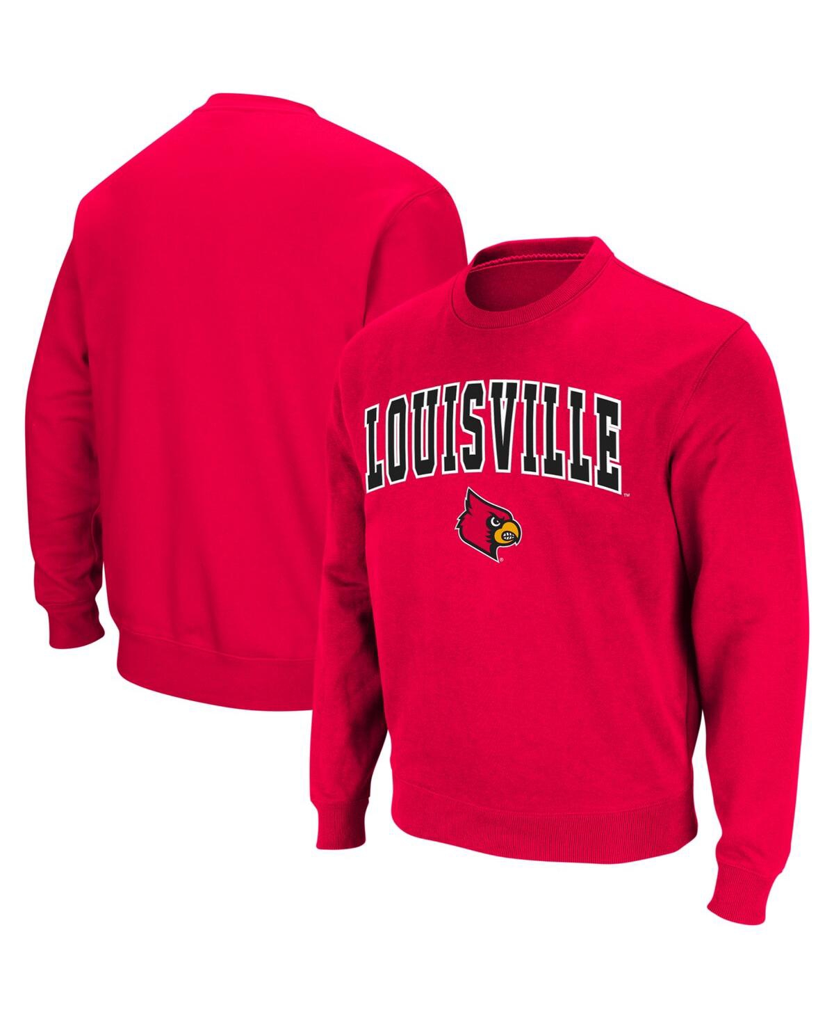 Colosseum Men's Louisville Cardinals Arch And Logo Crew Neck Sweatshirt In Red