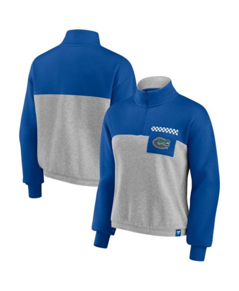 Женские куртки Fanatics Women's Royal, Heathered Gray Florida Gators Sideline to Sideline Colorblock Quarter-Zip Jacket