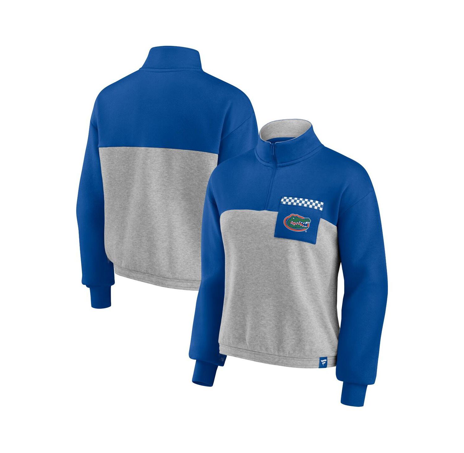 Women's Royal, Heathered Gray Florida Gators Sideline to Sideline Colorblock Quarter-Zip Jacket