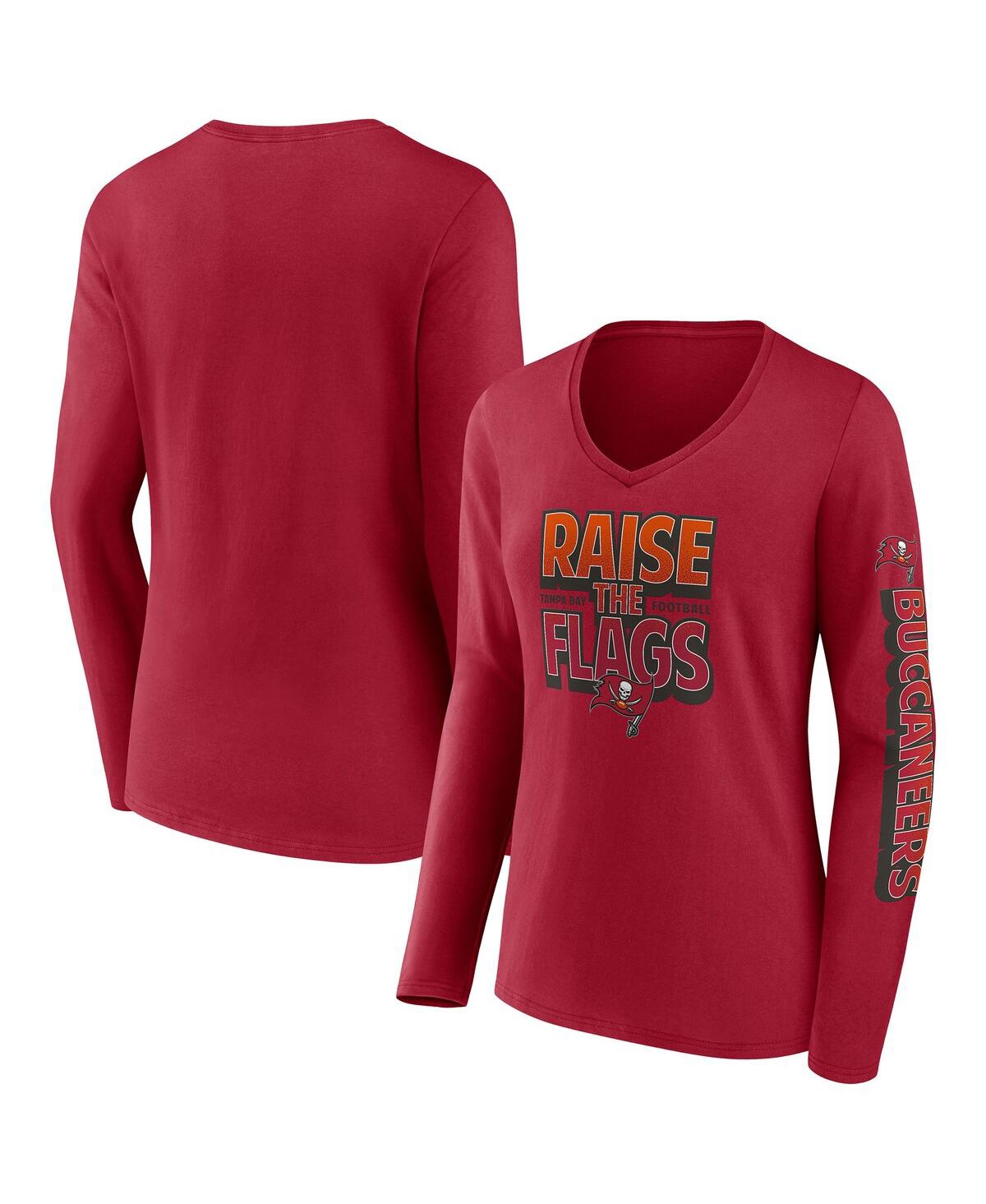 Women's FanaticsTampa Bay Buccaneers Hometown Sweep Long Sleeve V-Neck T-shirt - Red