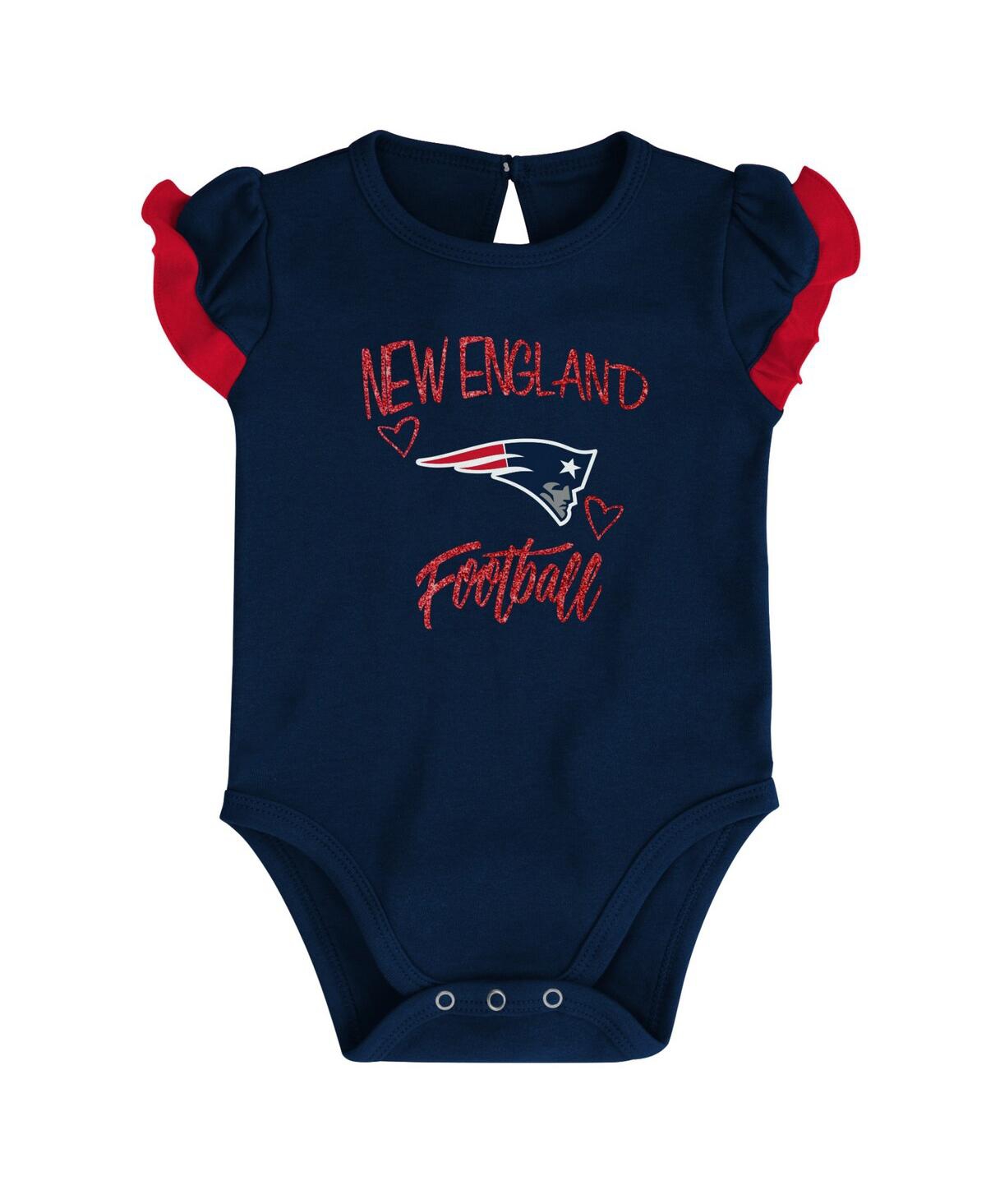 Outerstuff Newborn And Infant Boys And Girls Navy, Red New England Patriots Too Much Love Two-piece Bodysuit Se In Navy,red
