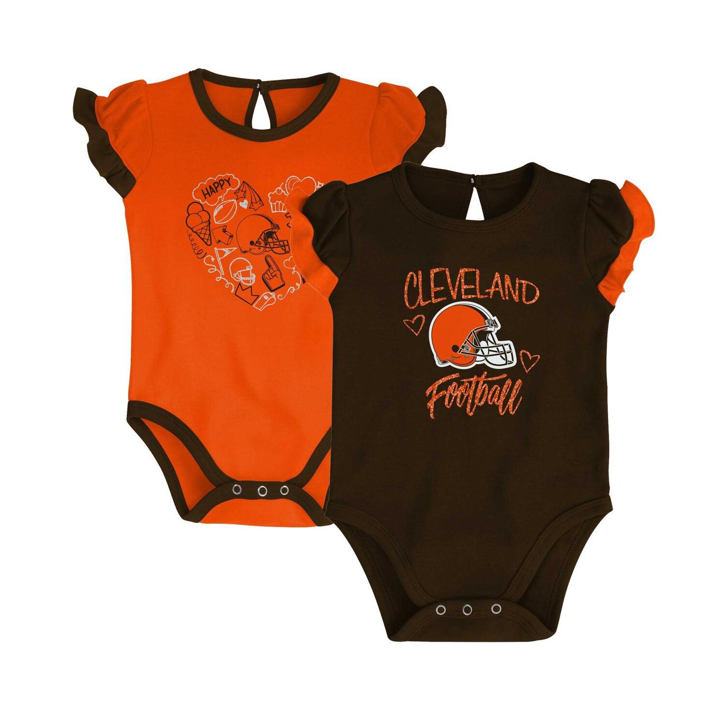 Newborn and Infant Boys and Girls Brown, Orange Cleveland Browns Too Much Love Two-Piece Bodysuit Set