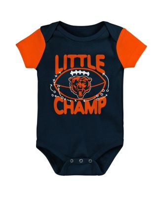 Newborn and Infant Boys and Girls Navy, Orange Chicago Bears Little Champ Three-Piece Bodysuit Bib and Booties Set