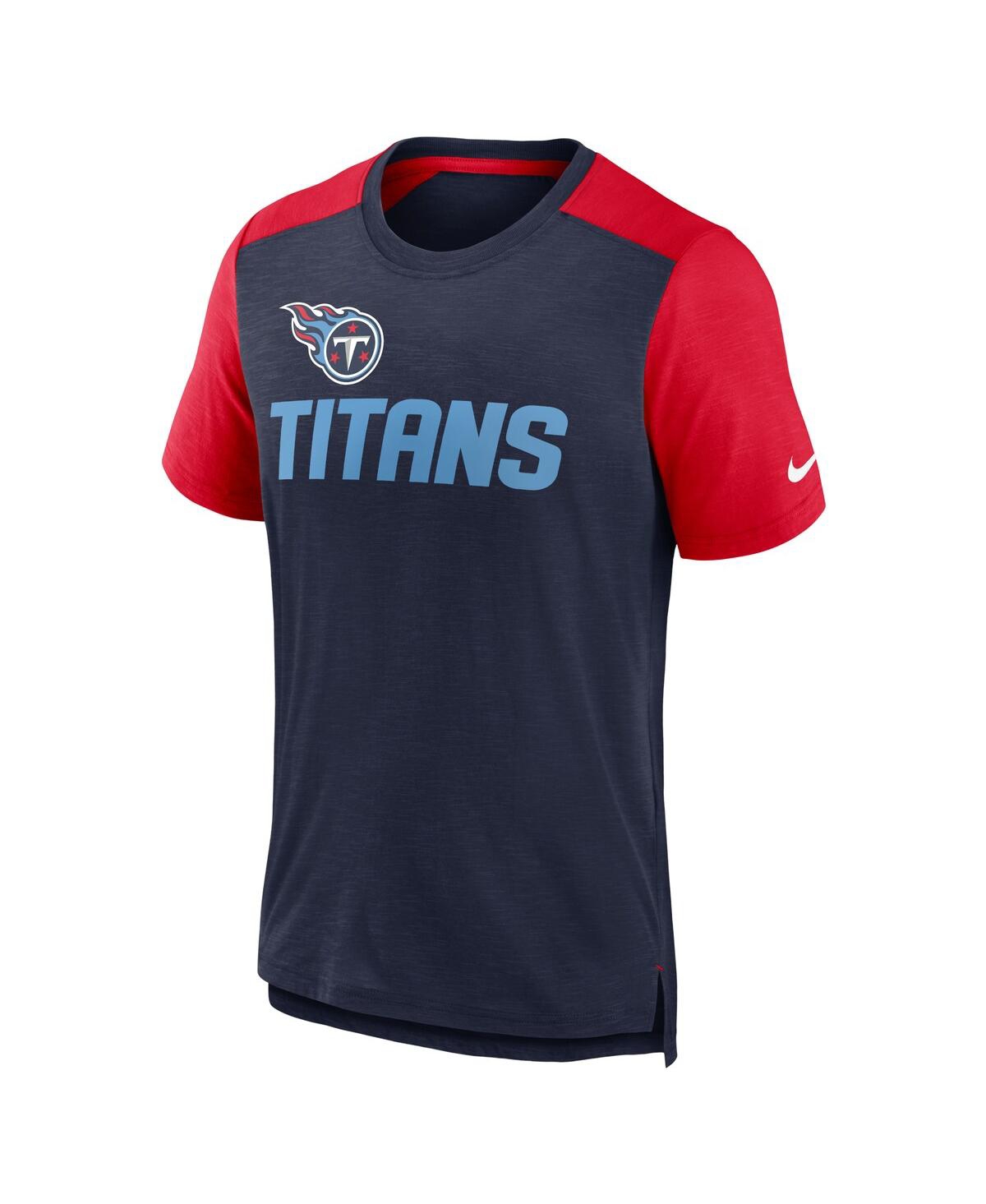 Men's Nike Heathered Red Tennessee Titans Color Block Team Name T-shirt - Heathered Red