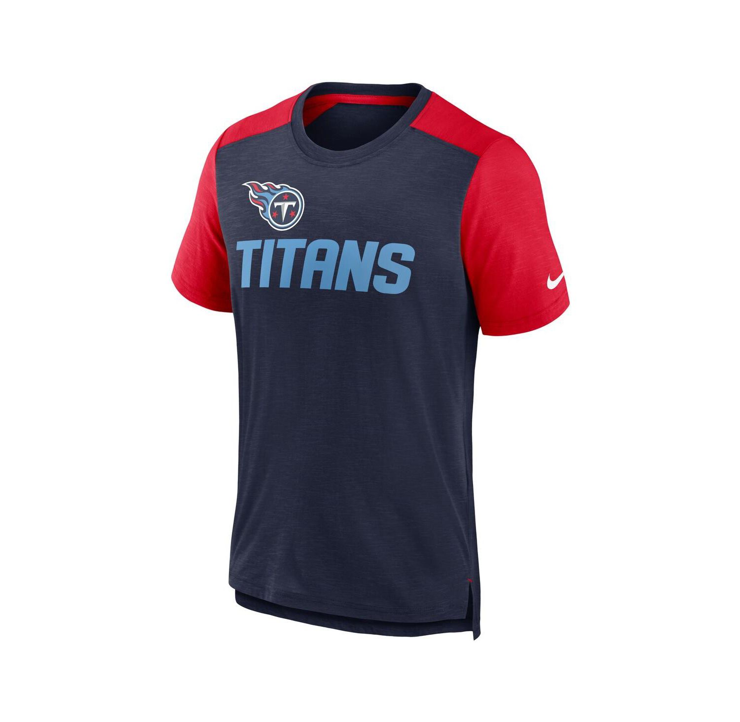 Men's Heathered Navy, Heathered Red Tennessee Titans Color Block Team Name T-shirt