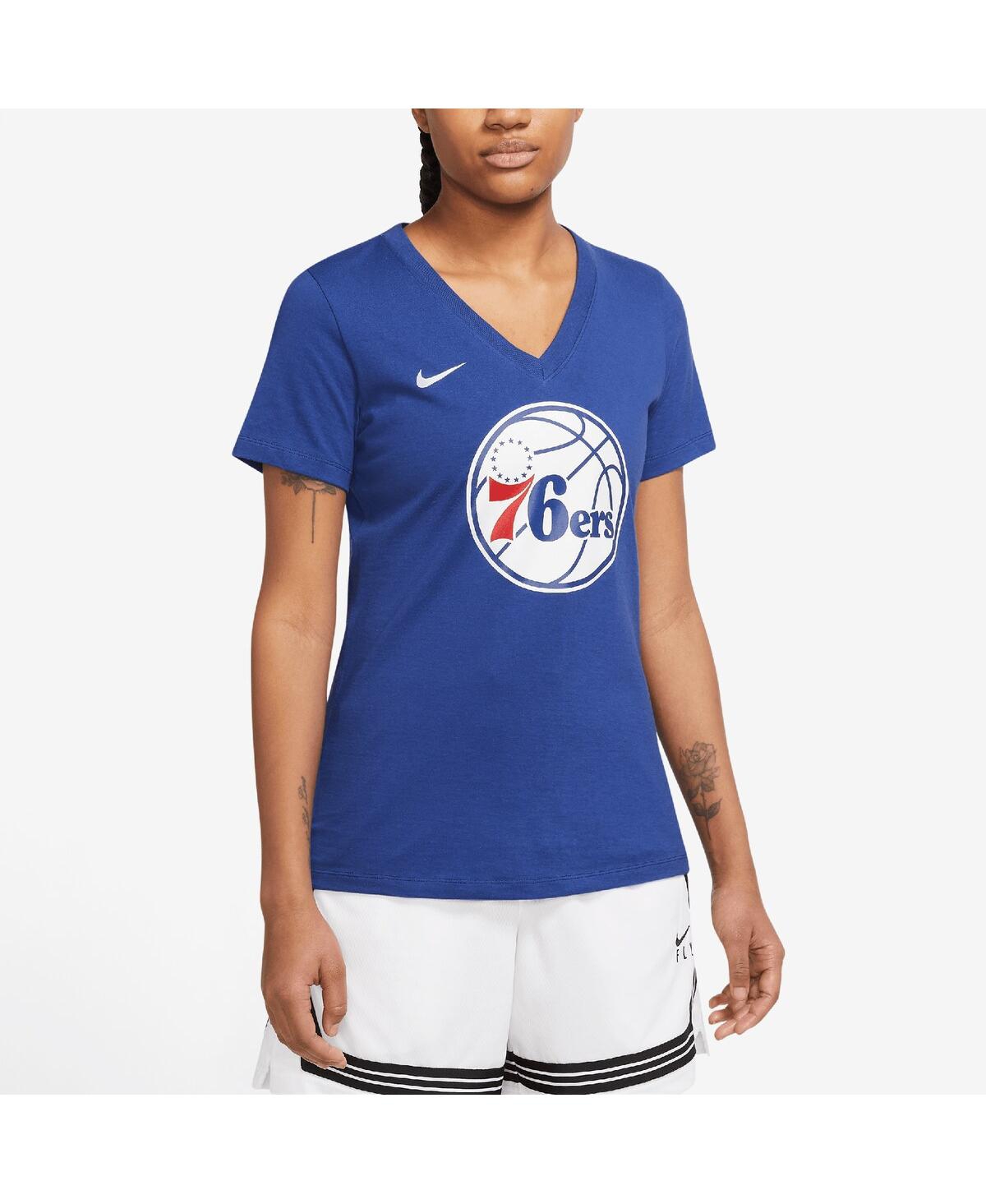 Shop Nike Women's  Blue Philadelphia 76ers 2022/23 City Edition Essential V-neck T-shirt